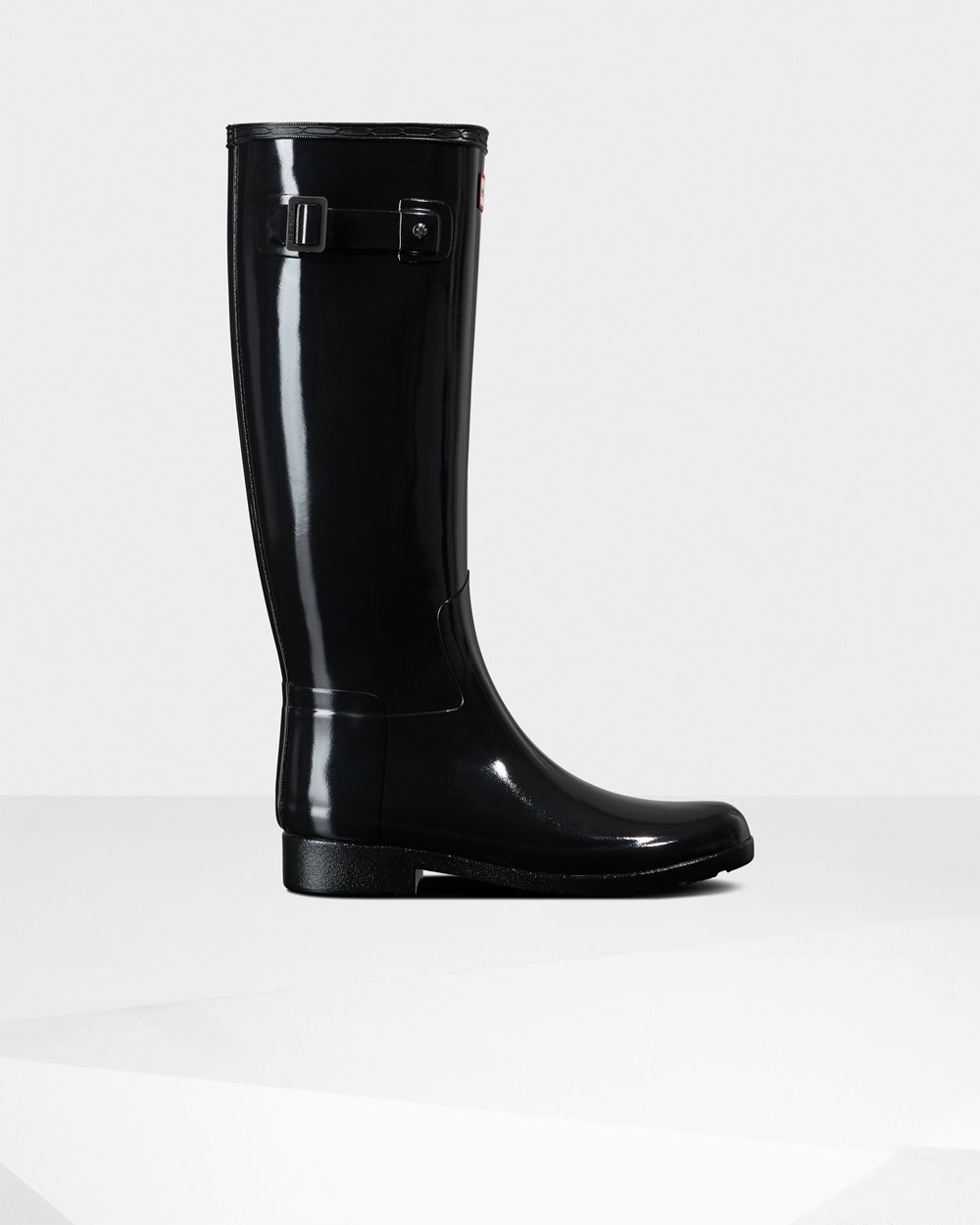 Bottes Hautes de Pluie Hunter Refined Slim Fit Gloss Femme Noir KMTXQWE-71